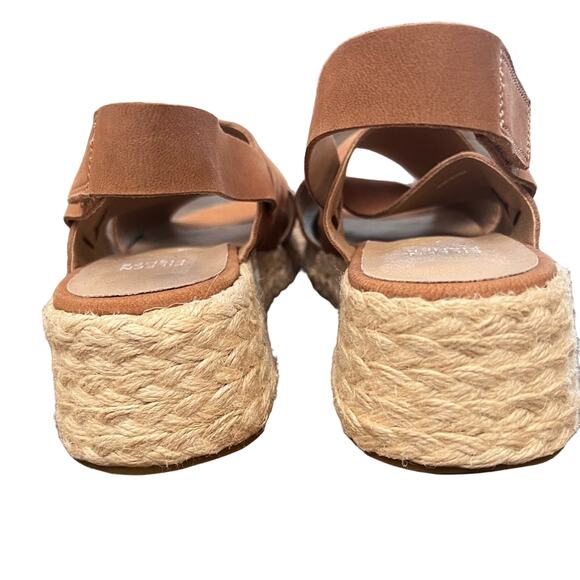 Eileen Fisher Leather Timor Wedge Sandal - Cognac - Sz 9 - Picture 5 of 8